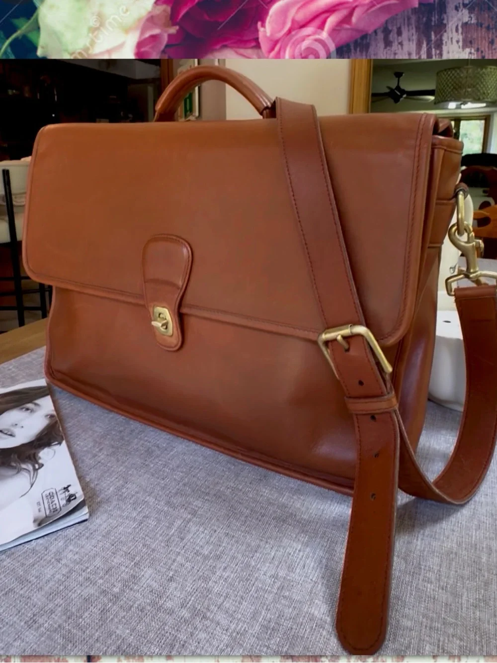 VINTAGE COACH BRITISH TAN MULTI-COMPARTMENT BRIEF / BRIEFCASE MESSENGER BAG 0542